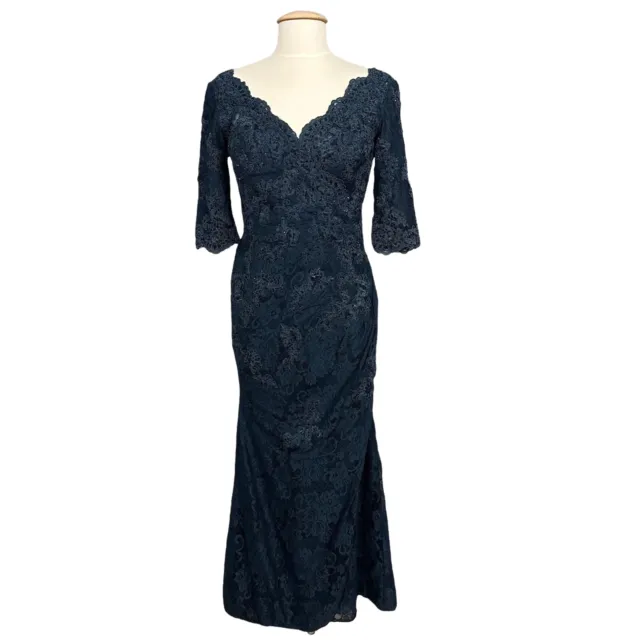 Adas Bridal Dressily Bee Womens Dress Small 2 4 Blue Lace Sequins Evening Event