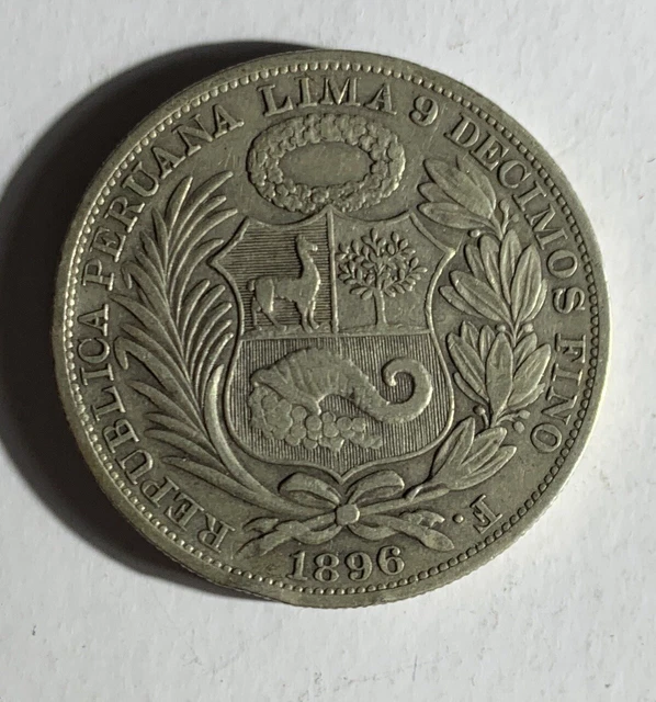 SILVER - WORLD COIN - 1896 Peru 1 Sol