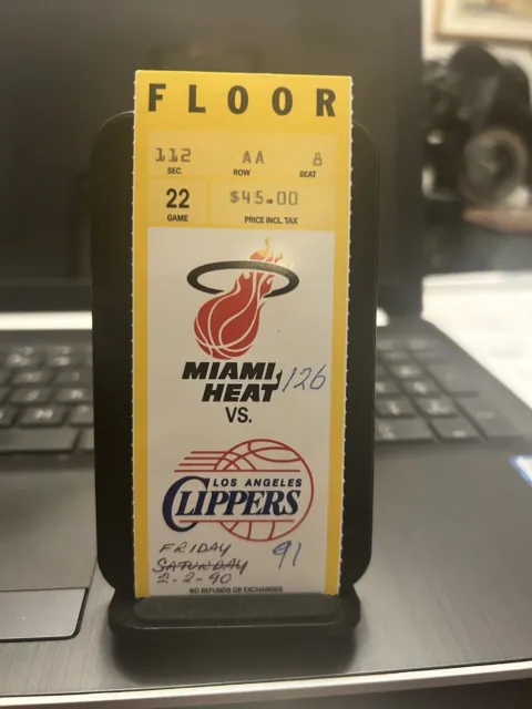 Miami Heat Ticket Stub Feb. 1990 Vs. L. A. Clippers Floor Seats Game 22 MH Won