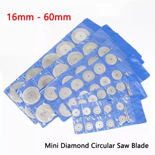 16mm - 60mm Mini Diamond Circular Saw Blade Cutting Discs Set Mandrel For Drill