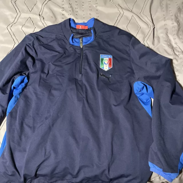 PUMA Men's ITALIA Blue Soccer Football Track Jacket Zip Up Drycell Size Xl