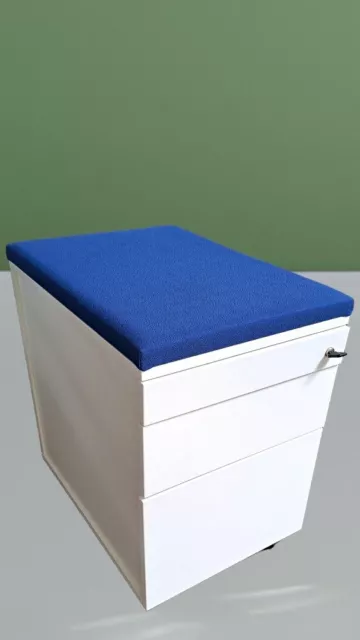 Techo Rollcontainer 3 Auszüge Container weiß Sitzkissen blau Büro co0184