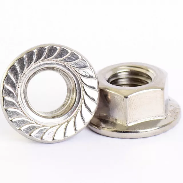 M3 M4 M5 M6 M8 M10 M12 A2 Stainless Steel Serrated Flange Nuts Flanged Nuts