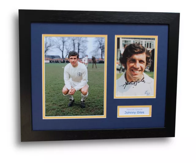 FRAMED Johnny Giles Leeds United SIGNED Autograph Photo Mount Display & COA