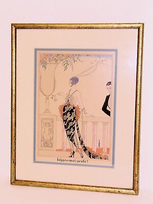 Antique Fine George Barbier Laissez-Moi Seule! 1919 ART DECO Framed Print French