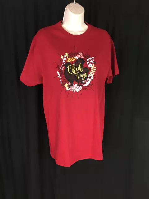 NWT Women’s Size M “Chick Days” Cardinal Red Graphic Short Sleeve Tee Shirt NEW