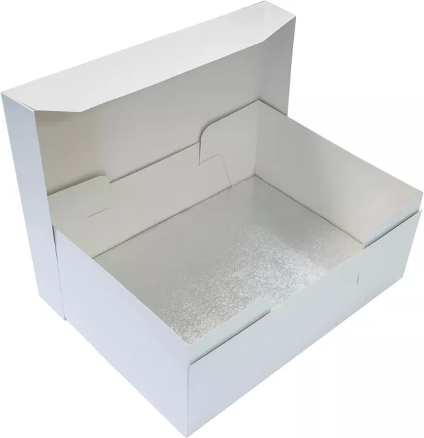 Culpitt 12" x 9" 304 x 228mm Cake Board & White Cake Box Combo Oblong Silver