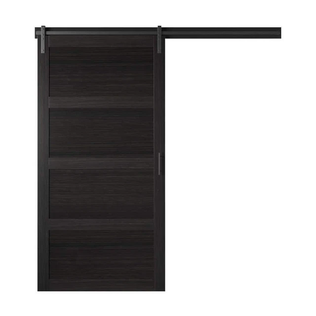 Twin Star Home Sliding Barn Door With Hardware Kit 42" x 84" Composite Walnut