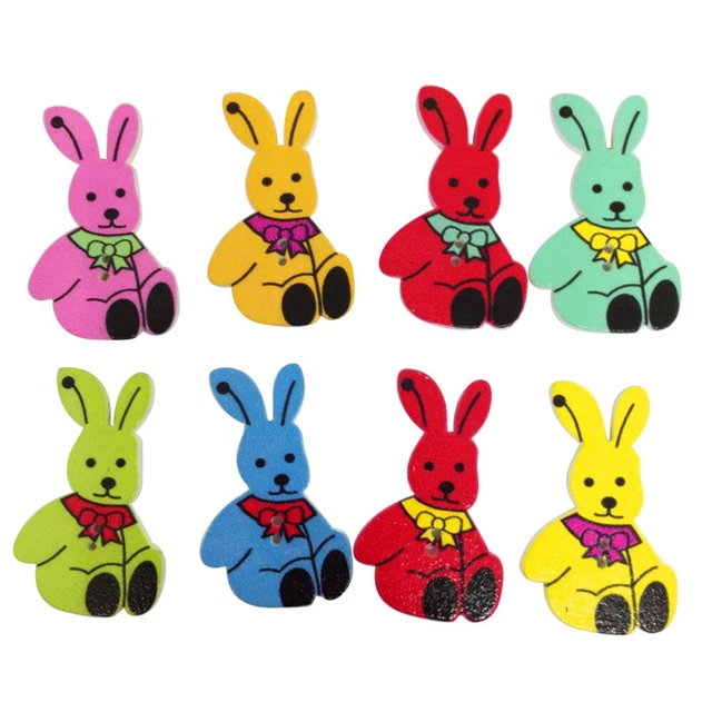 50 piezas botones decorativos de madera de bambú para niños relleno de huevo de Pascua