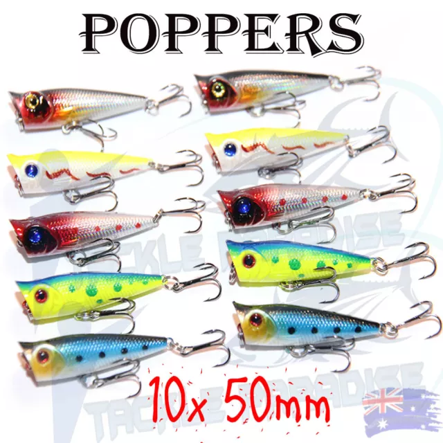 10X 50mm Popper Poppers Topwater Fishing Lures Surface GT Game Tackle Saltwater