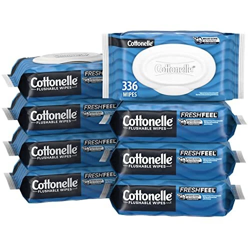 Cottonelle Freshfeel Flushable Wet Wipes, Adult Wet Wipes, 8 Flip-Top Packs