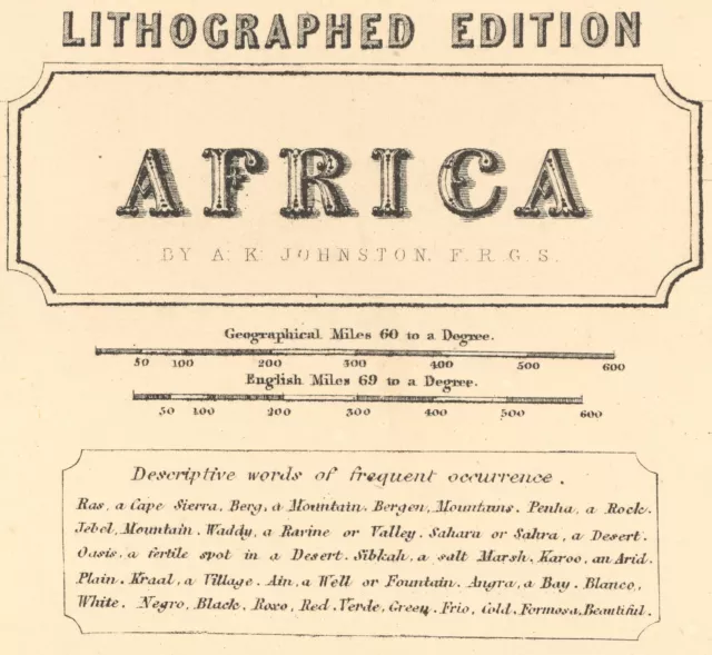 1845 antique map of Africa by A.K. Johnston ~ 25.8" x 21.2" Huge Pastel color 2