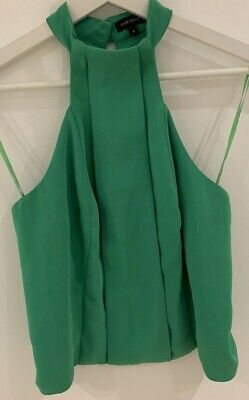 Green Halterneck Top Uk 6 Pleated River Island Holiday Dressy Classic Smart Chic