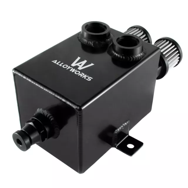 Universal 2.0L 2x 12AN Aluminium Oil Breather Catch Tank+ Filter+ Drain