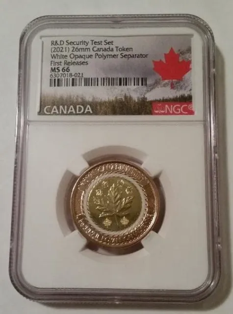 Canada 2021 Test Token White Opaque Polymer Separator MS66 NGC First Releases
