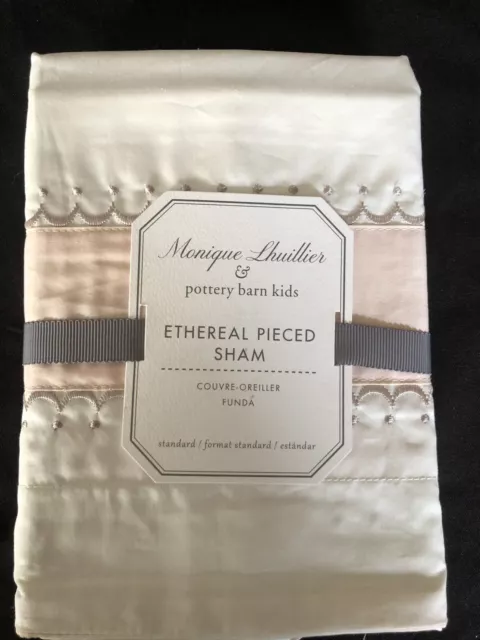 Set/2 Pottery Barn Monique Lhuillier Ethereal Pieced Standard Shams NWT