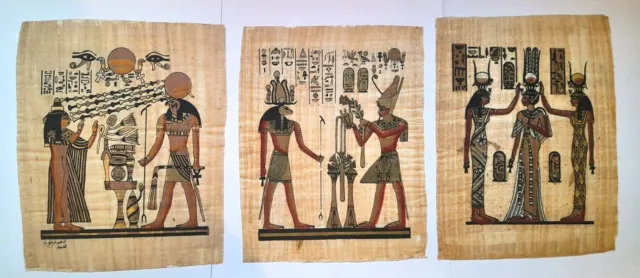 3 x Large Egyptian prints on papyrus paper picture