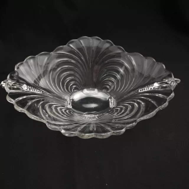 Cambridge Caprice Clear Glass Oval Handled Footed Console Centerpiece Bowl