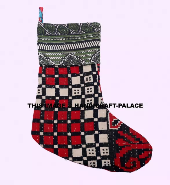 Indio Antiguo Kantha Calcetín Calcetines Navidad Hogar Puerta Pared Percha