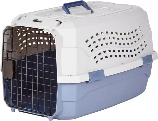 Amazon Basics 23-Inch (58 cm) Two-Door Top-Load Pet Cat, Dog Kennel, Blue