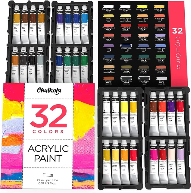 Juego de pintura acrílica de tiza 32 tubos de pintura acrílica 22 ml NUEVO