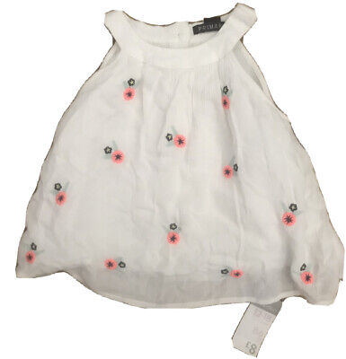 New Primark Baby Girls White Summer Floral Pretty Vest Top Size 18-24 Months NWT