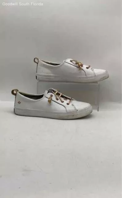 SPERRY WOMENS CREST Vibe STS82657 White Leather Slip-On Sneaker Shoes ...
