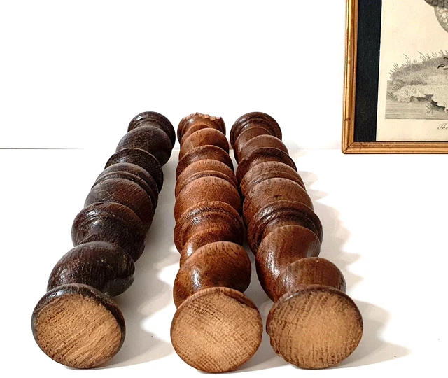 3 twist turned wood spindle Column Antique french architectural salvage 9