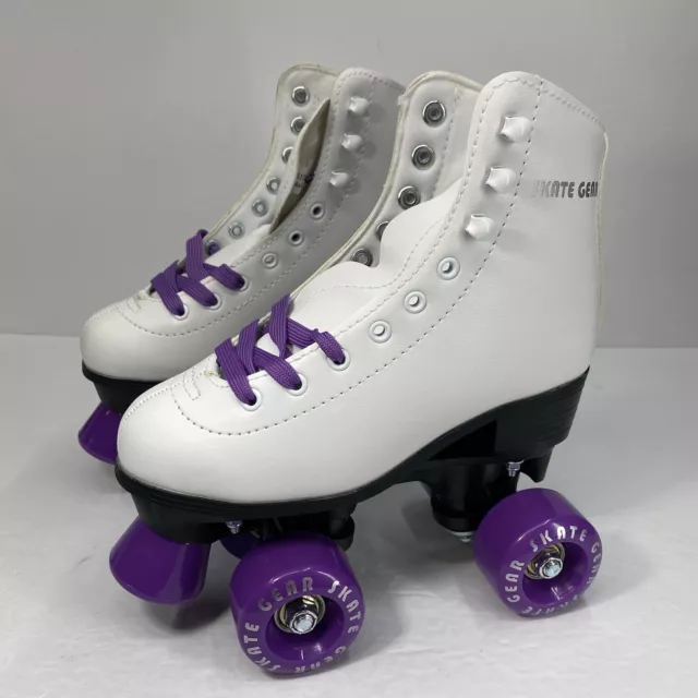 Skate Gear Roller Skates Women's Size 3 White Purple Classis Retro Lace Up NEW