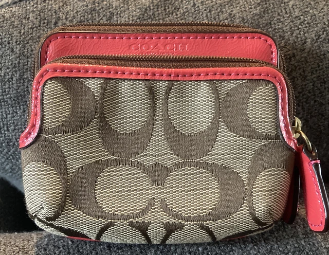 Vintage Coach New York, Tan Mini Signature Logo Change Coin Purse