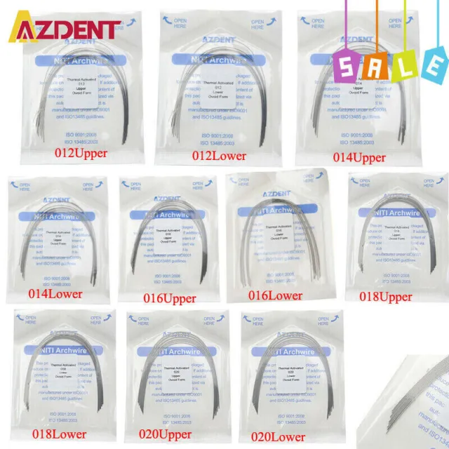 10Pc AZDENT Dental Orthodontic Arch Wire Niti Thermal Activated Ovoid Natural