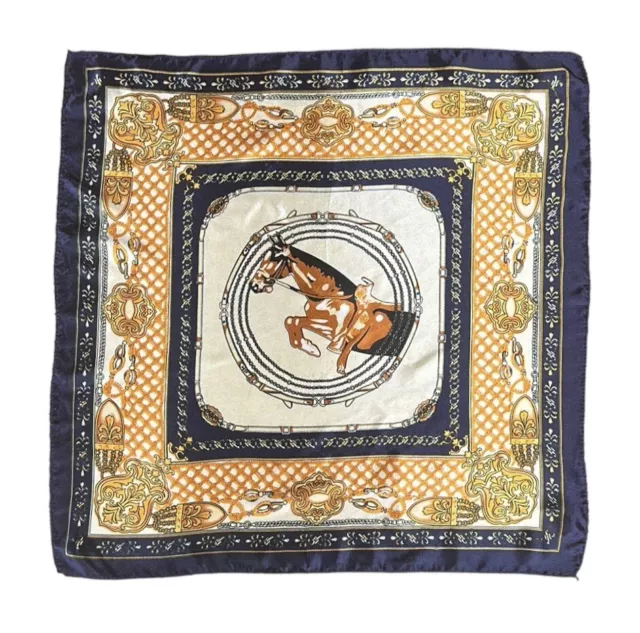 Vintage Equestrian Horse Western Cowboy Scarf Handkerchief Bandanna 19" x 19"