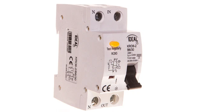 Disyuntor de corriente residual 2P B 6A 0,03A, tipo CA KRO6-2/B6/30/T2UK