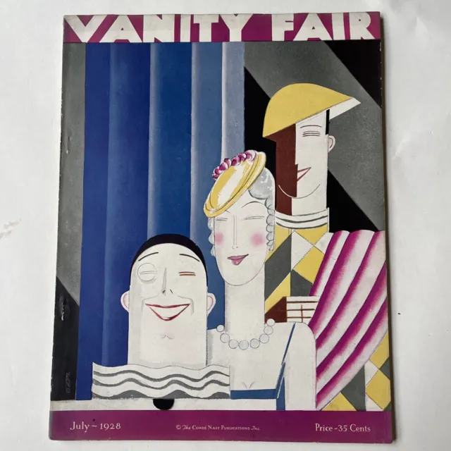 1929 Original Vanity Fair Neon Art Deco Magazine Vtg July Rare Estate Sale find