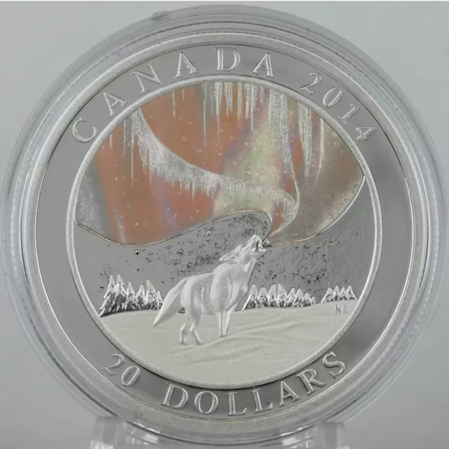 CANADA $20 2014 Silver 1oz. Proof 'A Story of the Northern Lights - Howling Wolf