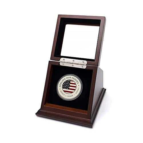 Challenge Coin Display Case Walnut Color 1.5-1.75 Inch 38-44.5 mm Coin Holder
