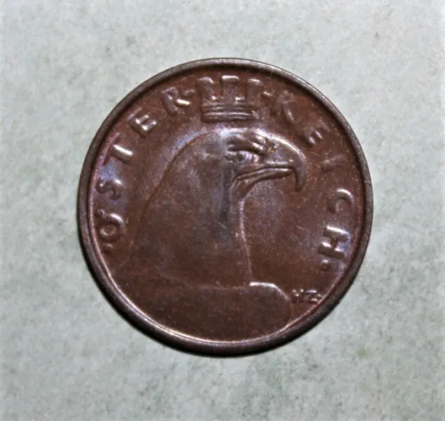 A11 - Austria 1 Groschen 1929 Uncirculated Bronze Coin - Eagle's Head