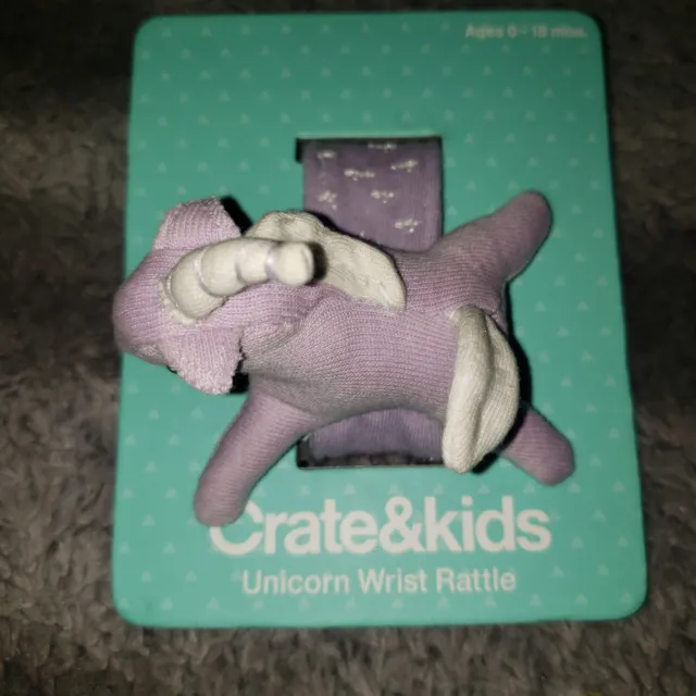 Crate & Kids Purple Unicorn Baby Wrist Rattle 0-18 Months NEW