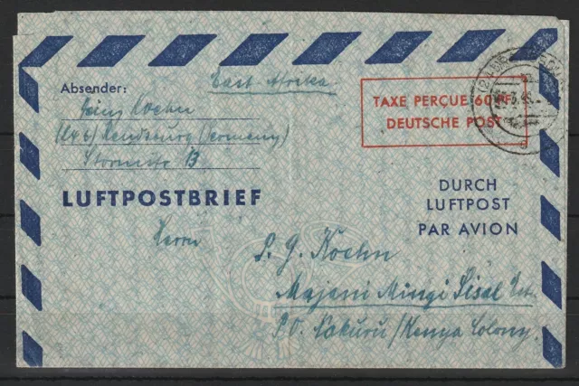 Luftpost-Leichtbrief LF 5 gebraucht Rendsburg nach NAKURU/KENIA, 1949 #1075715