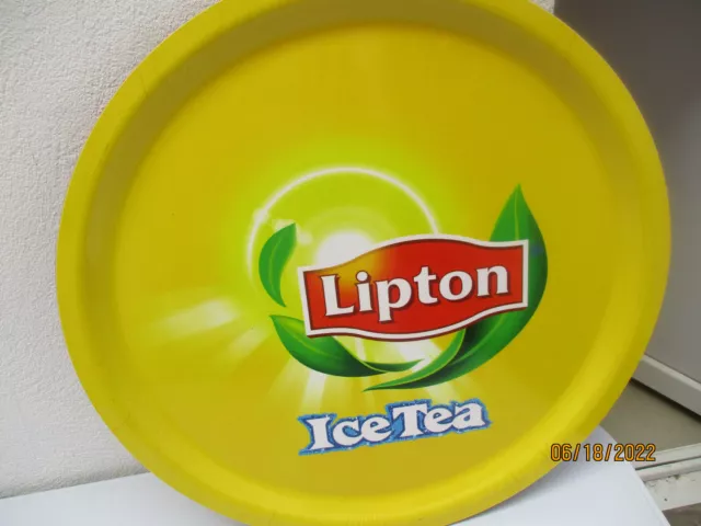 PLATEAU DE SERVICE DE BAR PUBLICITAIRE ANCIEN EN PLASTIQUE LIPTON Ice Tea 43 CM