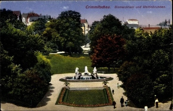AK CRIMMITSCHAU IN Sachsen, Bismarckhain und Wettinbrunnen 3683570