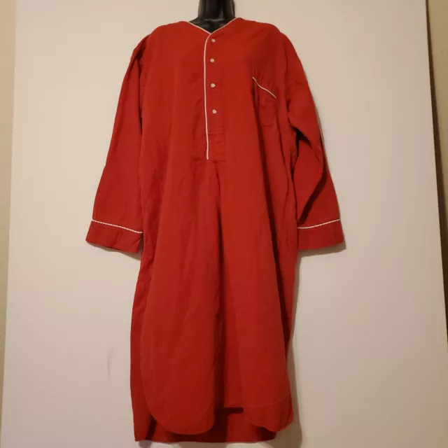 Vintage 1980s 80s Neiman Marcus Red 100% Cotton Nightrobe Sleep Shirt Robe L/XL