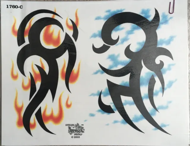 Tattoo Studio Shop Flash Single w/ Line Work Fire Sky Tribal Art 11" X 14" Print