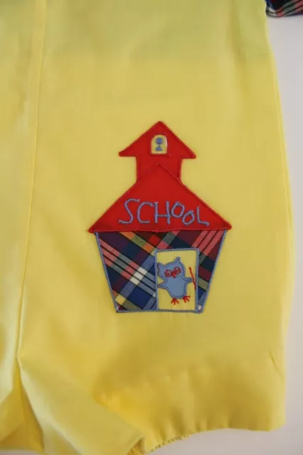 VINTAGE INFANT BOY 3-12 mos 1-piece Short Play suit SCHOOL EUC Yellow ...