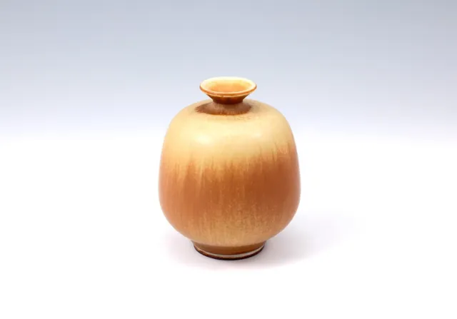 Berndt Friberg, Stoneware Red Brown Vase, Gustavsberg, Sweden, 1963