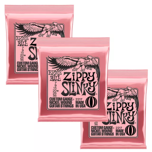 Guitar Strings Electric 7 -36 Zippy Slinky Ernie Ball 2217 Nickel Wound X3 SETS