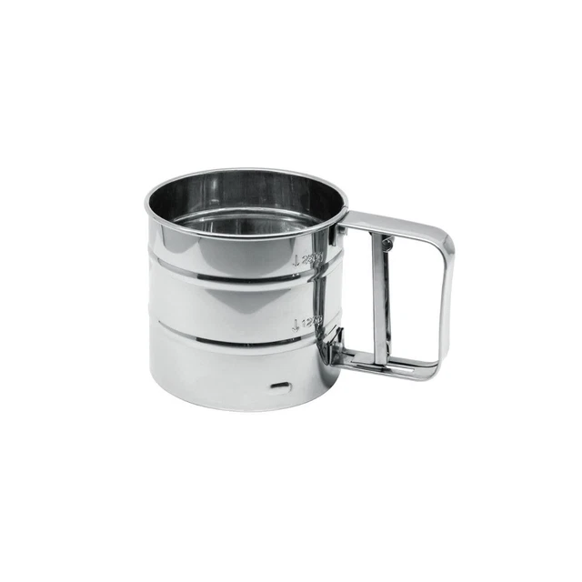 FM Professional Tamis à Farine Inox 350g | Tamisage Facile Pour Pâtisserie | Poignée Ergonomique | Lave-Vaisselle Safe