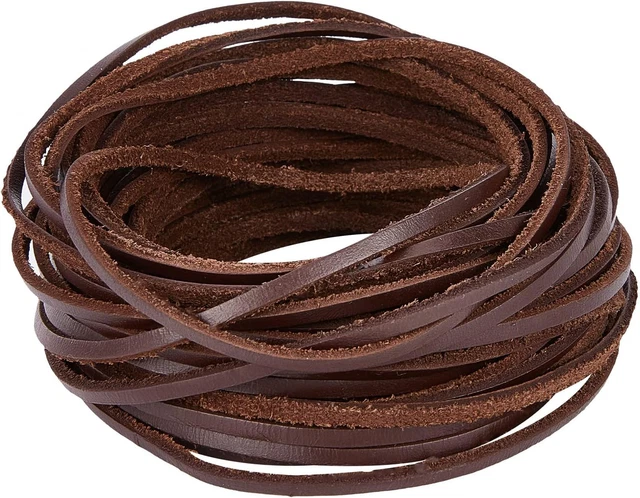 11 yardas 3 mm Plano Cuero Genuino Cuerda Cuero Natural Artesanal Tiras de Encaje Lleno
