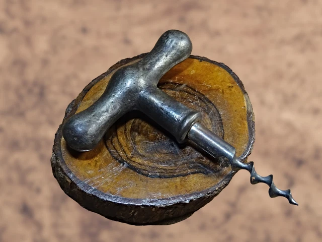 Antique Wrought Iron Solid Corkscrew Primitive Old Tool 18Th Century