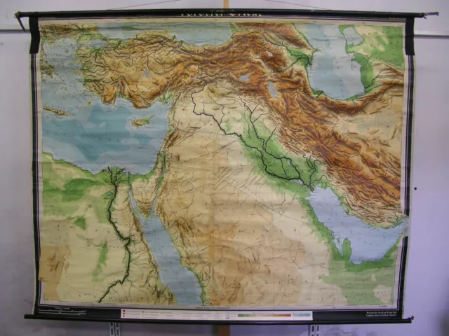 School Wall Map Asian Front Orient 217x172 Card Map Turkey Arabia